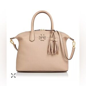 Tory Burch McGraw Slouchy‎ Satchel Pebble Leather Tote Bag 2 Way Crossbody Blush